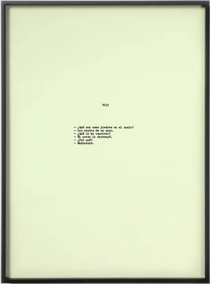 "Diálogo sobre un poeta, una manzana y una retícula (Parte dos) III "(2019), de Jorge Méndez Blake. Galería Travesía Cuatro.