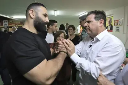 Ayman Odeh, durante su mitin en la ciudad de Kufr Yasif,  en el norte de Israel.