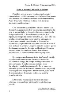 Comunicado de Cuauhtémoc Cárdenas