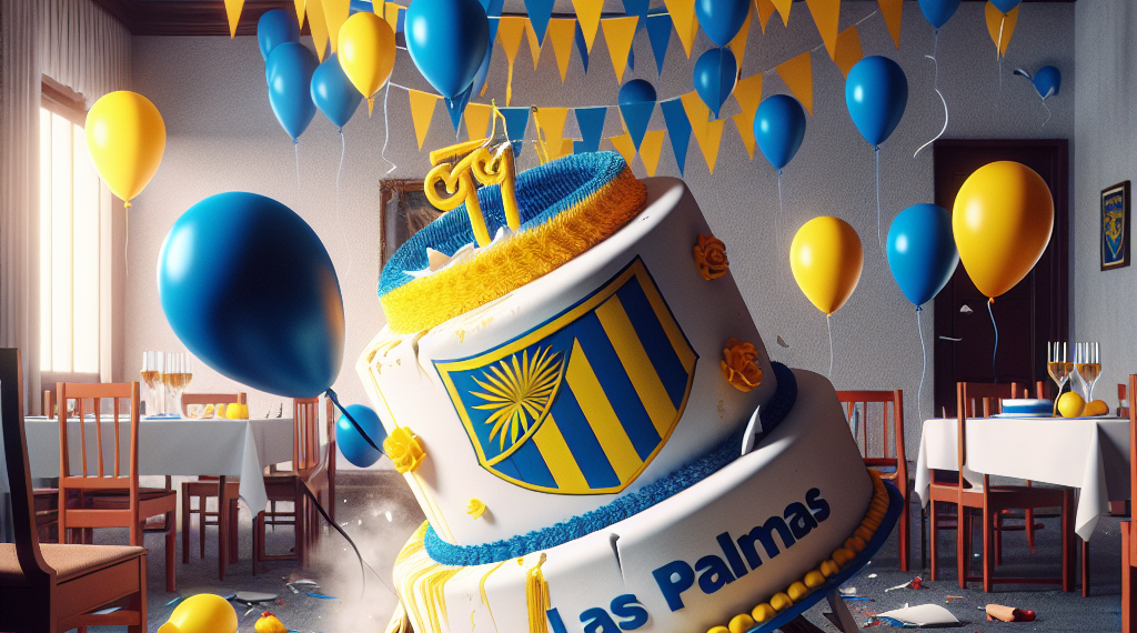Los jugadores de Las Palmas celebran el primer gol ante el abatimiento de Lewandowski.