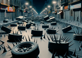 Delincuentes usan ponchallantas para realizar un asalto múltiple en la Puebla-Atlixco