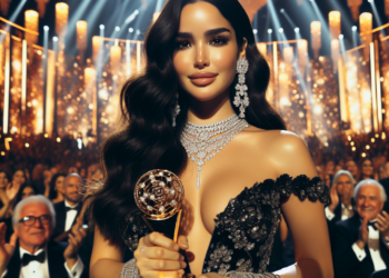 Eiza González es la mexicana mejor vestida en los Golden Globes 2025 con un vestido dorado de Gucci