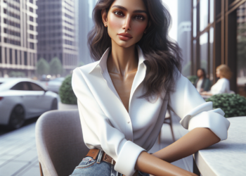 Cómo llevar blusas y camisas blancas con jeans para vestir elegante en la oficina en Primavera-Verano 2025