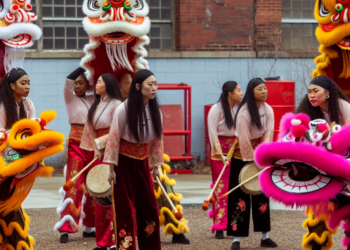 Mujeres rompen tradición en China y participan en la danza del león