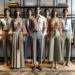 Blusas de cuello alto con pantalones sastre para vestir elegante en la oficina en enero 2025