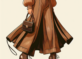 Los pantalones acampanados cafés se llevan con botas elegantes en Primavera-Verano 2025