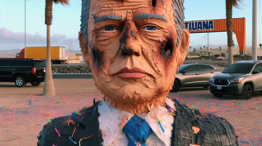 Golpean piñata de Donald Trump durante protesta de migrantes en Tijuana (Video)