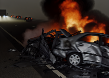 Choque e incendio en la autopista México