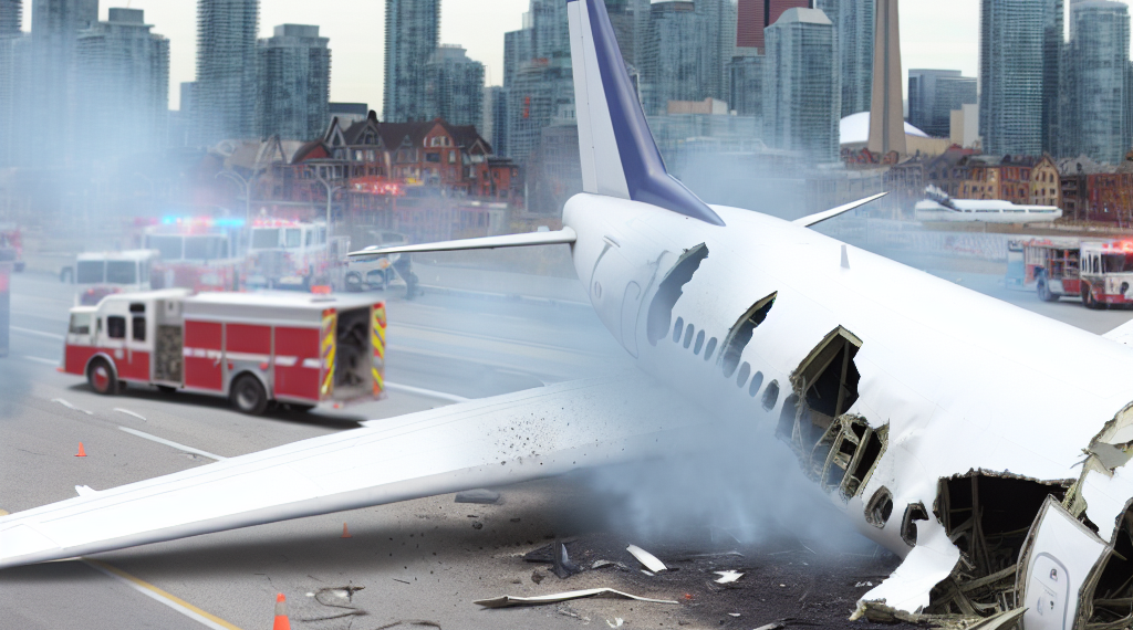 Captan momento exacto del accidente aéreo en Toronto