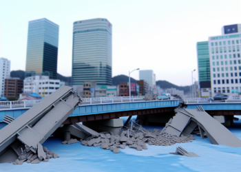 Colapsa puente en autopista de Cheonan, Corea del Sur; reportan 3 muertos
