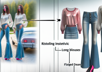 Cómo llevar blusas largas con jeans acampanados de los 70 que regresan en primavera 2025, según las tendencias