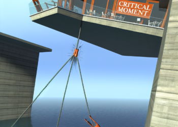 Momento en que cable que sostenía restaurante "flotante" se rompió 🎦