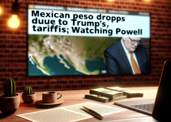 Peso mexicano cae por aranceles de Trump; espera discurso de Powell