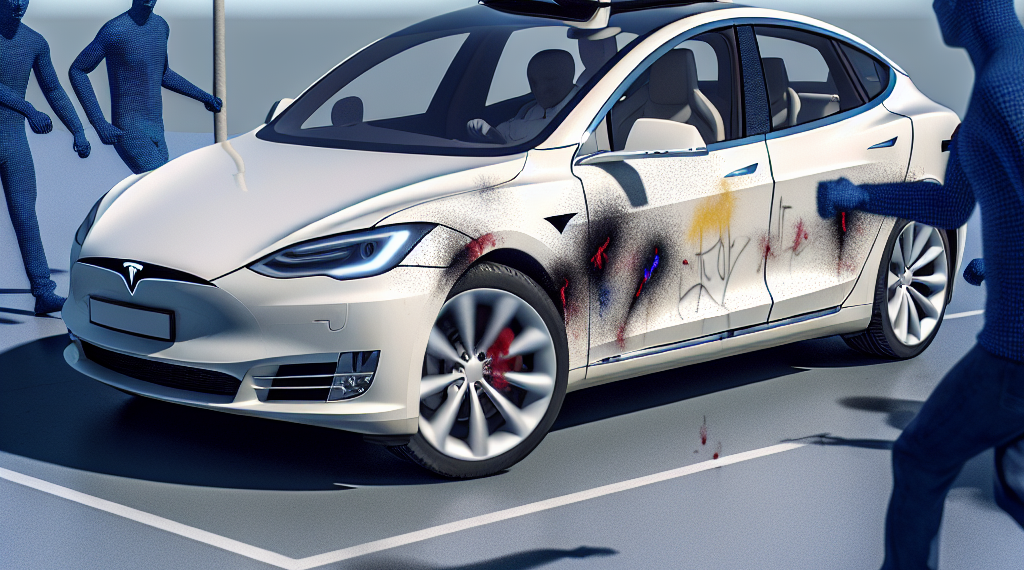 Activistas vandalizaron robot de Tesla 🎦