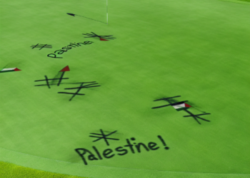 Activistas propalestinos vandalizan campo de golf de Trump