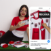 La actriz Eva Longoria presume la carcasa de su teléfono con los logos del Necaxa; estuvo en el estadio Victoria junto al actor Rob McElhenney