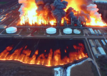 Incendio en sitio petrolero ruso de frontera con Ucrania tras ataque de drones