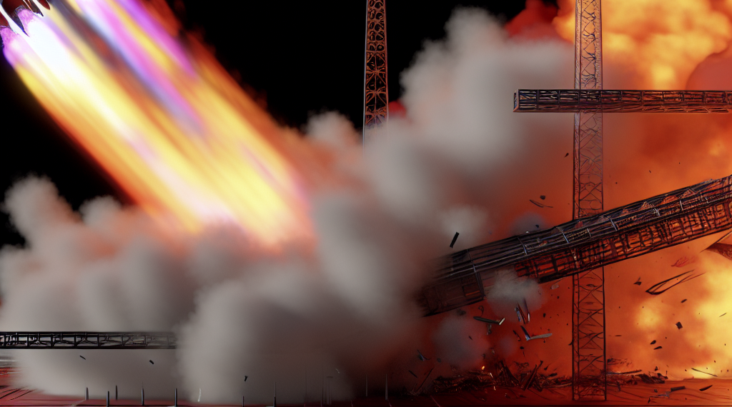 El impresionante momento del despegue del cohete Spectrum que se estrella contra la plataforma de lanzamiento