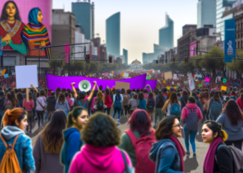 miles de mujeres marchan por el 8M en CDMX pese al intenso calor