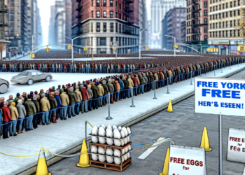 Neoyorquinos hacen filas para recibir huevos gratis