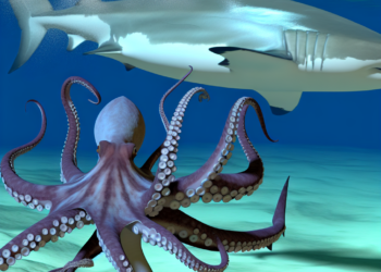 encuentran a un pulpo subido a un tiburón y los graban por sorpresa nadando juntos
