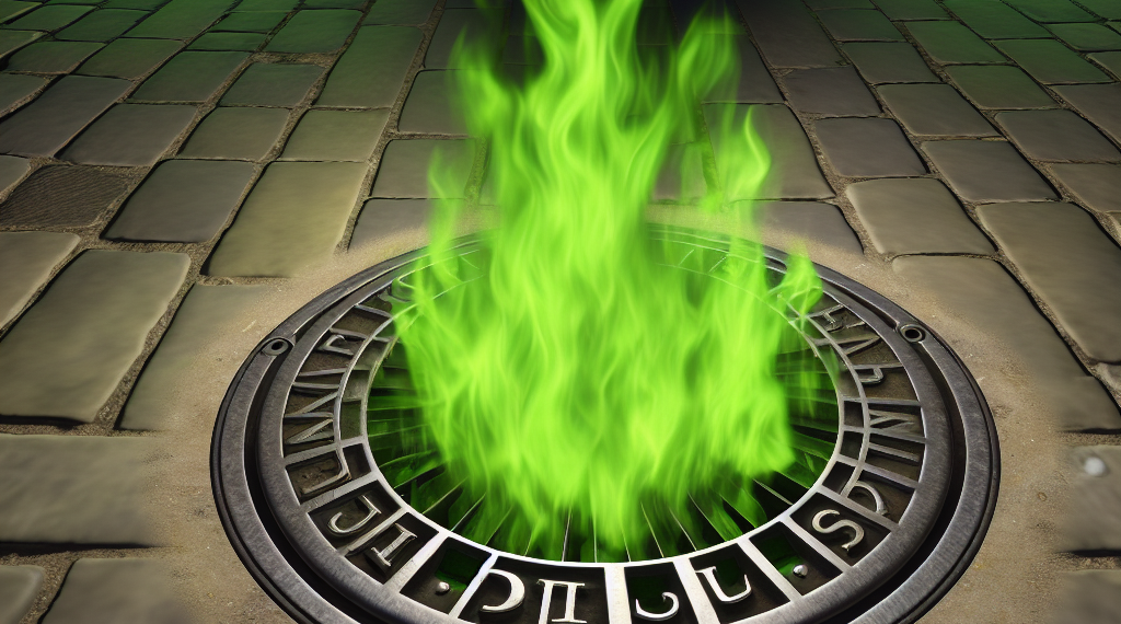 ¡Terrorífico! Aparecen llamas verdes en coladera de universidad 🎦