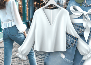 Las blusas blancas elegantes para llevar con jeans acampanados, rectos y capri en Primavera-Verano 2025