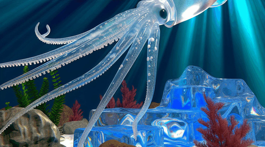 Este calamar colosal se asemeja a una "escultura de cristal" en sus primeras imágenes tomadas en las profundidades marinas