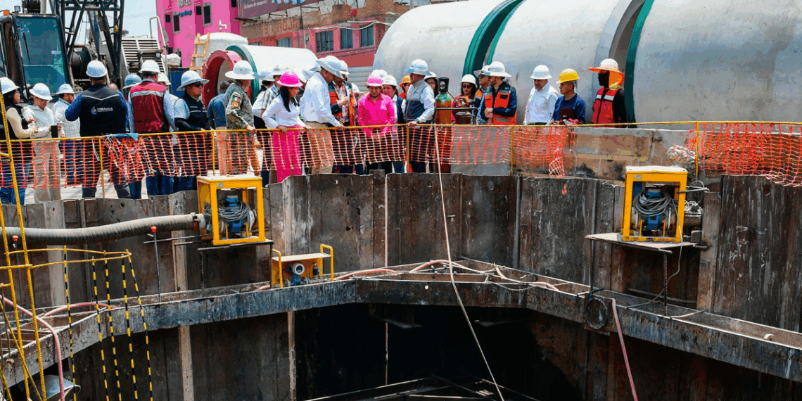 Delfina Gómez supervisa el avance de obras de rescate del sistema de drenaje en Chalco