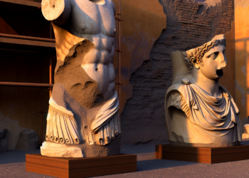 Descubren dos raras estatuas en una tumba de Pompeya