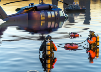 Autoridades de EU trabajan para recuperar las piezas del helicóptero estrellado en el río Hudson