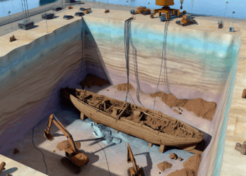 Descubren un barco medieval en las obras de construcción de un aparcamiento en Barcelona