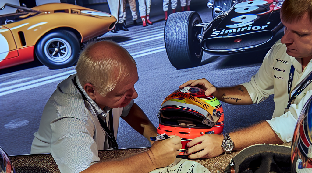 Michael Schumacher firma un casco de Jackie Stewart que será subastado