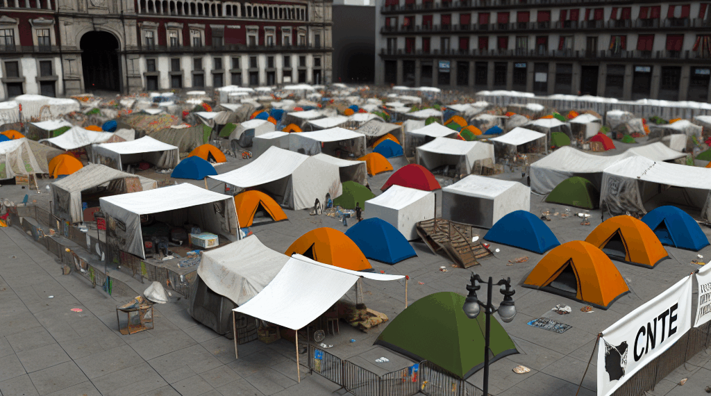 CNTE instala plantón en el Zócalo
