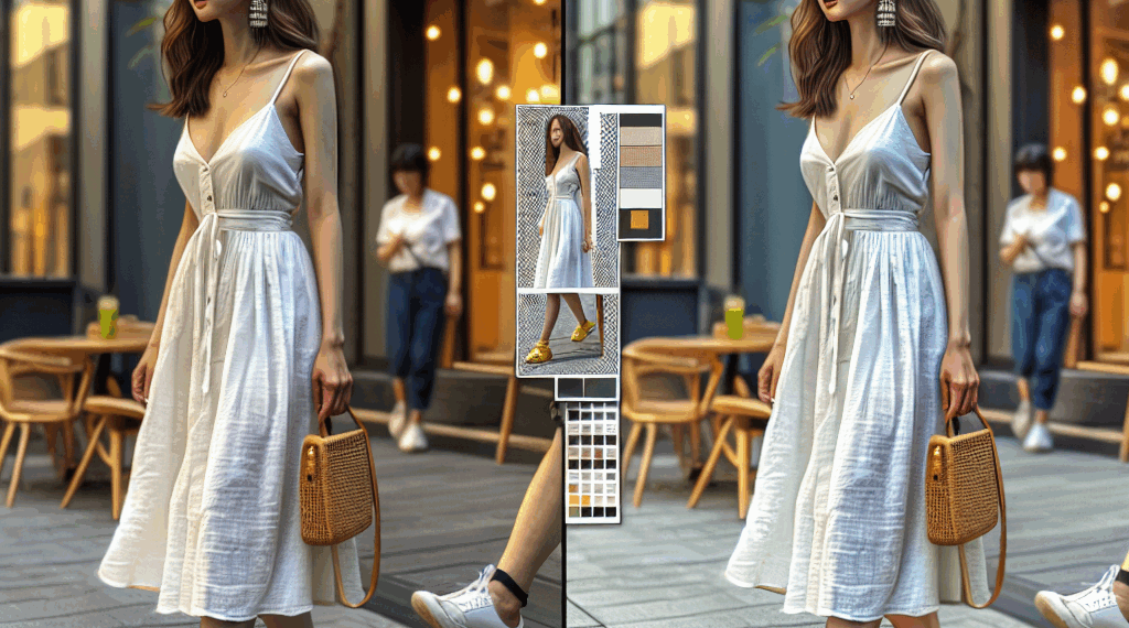 Cómo llevar sandalias playeras amarillas con un elegante vestido blanco como Gigi Hadid en Primavera-Verano 2025