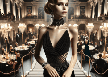 Dakota Johnson combina zapatos puntiagudos con tacón de “F invertida” y un vestido negro drapeado