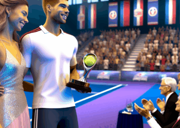 El emotivo momento entre Ruud y su comprometida durante la entrega de trofeos. Foto: Gettyimages