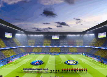 París Saint-Germain (PSG) en festejo de gol, durante la semifinal de la Champions League ante Arsenal - Foto: AP