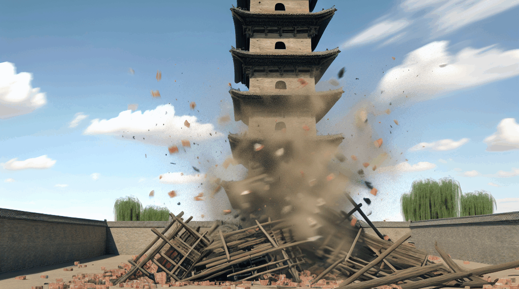 (VIDEO) Así fue el repentino derrumbe de una torre de 600 años de antigüedad en China – El Financiero