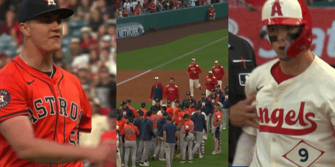 Se vacían las bancas entre astros y angels tras pelotazo a zach neto