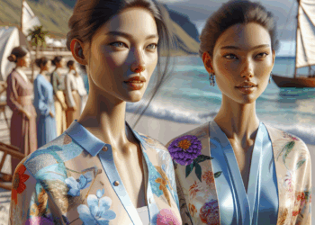 Las blusas color azul hielo están de moda para llevar con jeans a la oficina en verano 2025