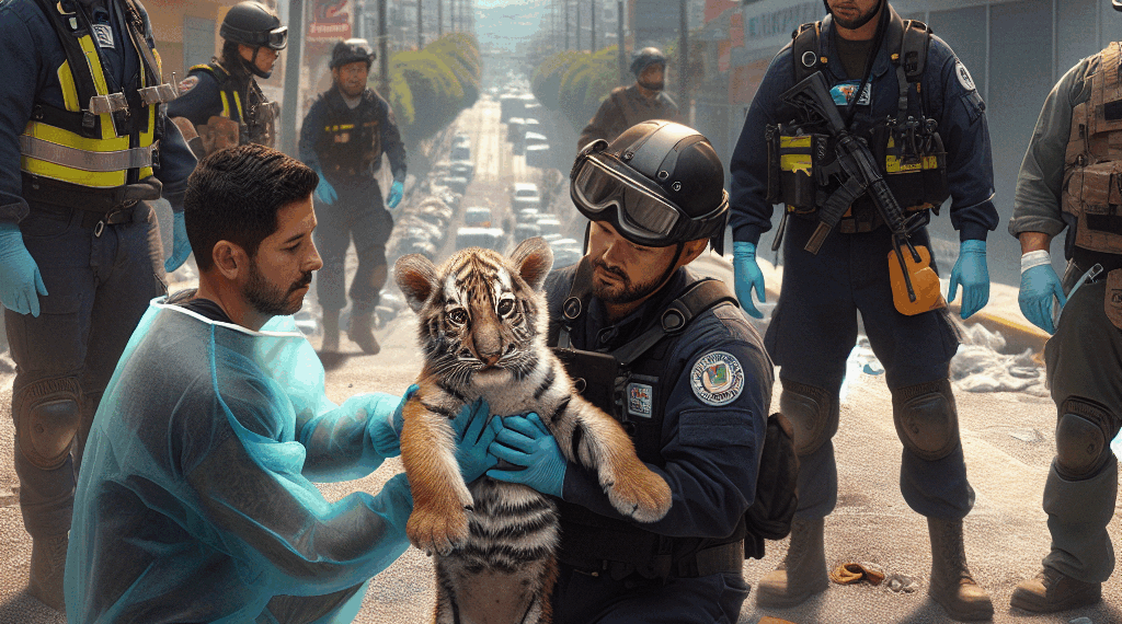 Rescatan a cachorro de tigre de bengala en zona de Lomas Verdes en Naucalpan, Edomex