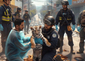 Rescatan a cachorro de tigre de bengala en zona de Lomas Verdes en Naucalpan, Edomex