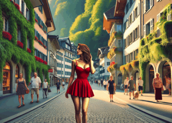 Belinda impacta en Suiza con una minifalda roja al estilo de los 2000 y sandalias de tacón