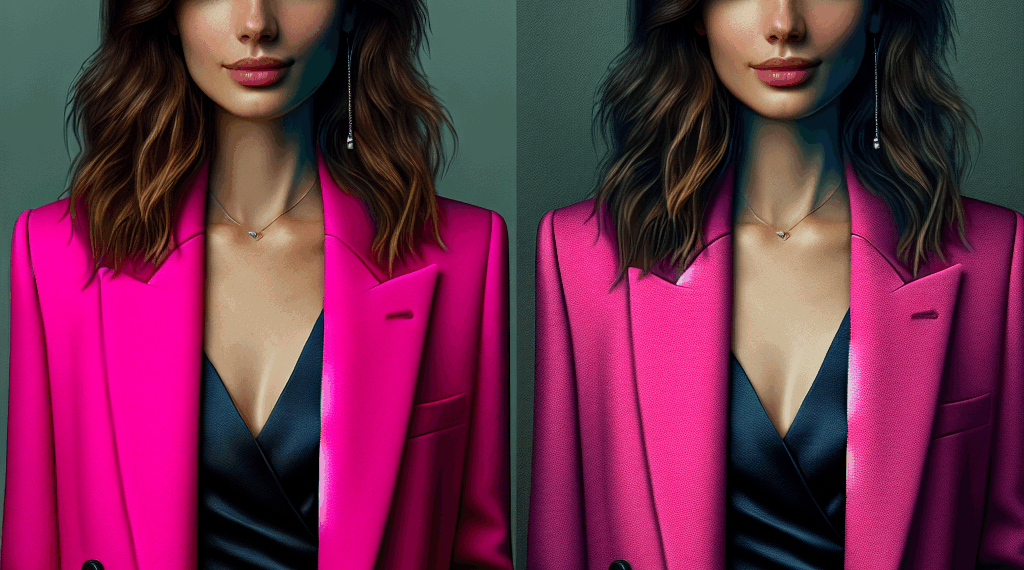 un blazer rosa vibrante y vestido negro. – Dimension Turistica Magazine