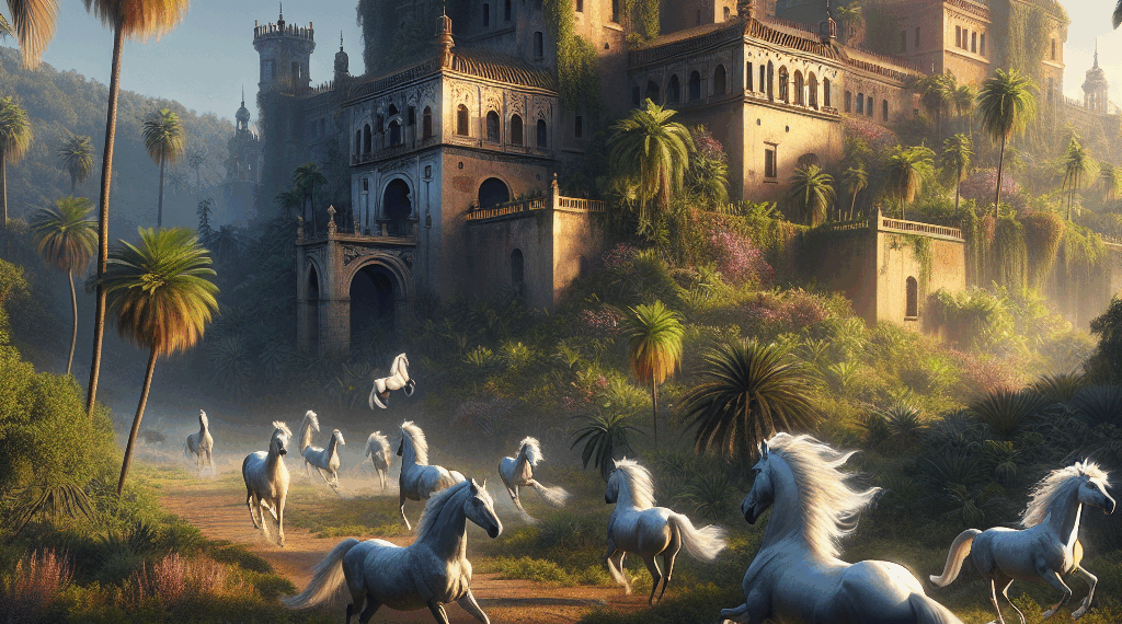 castillo, bosque y caballos incluidos