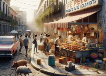 #Denúnciamesta Puesto de carnitas asadas invade banqueta y pone mesas en la calle en la José Martínez Ramírez - Changoonga.com