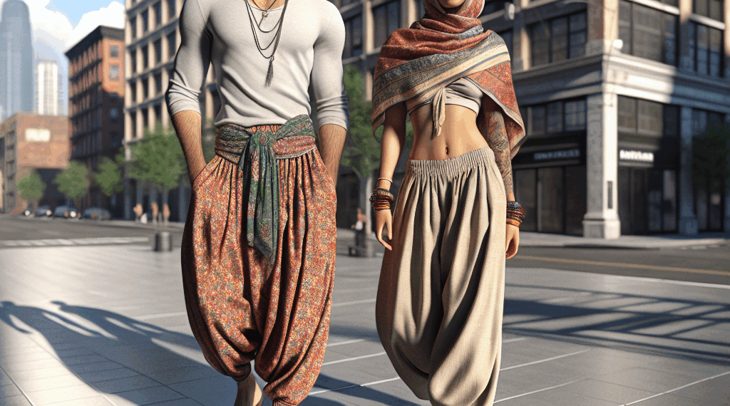 Looks inspirados en el street style para llevar pantalones harem con zapatos planos en verano 2025