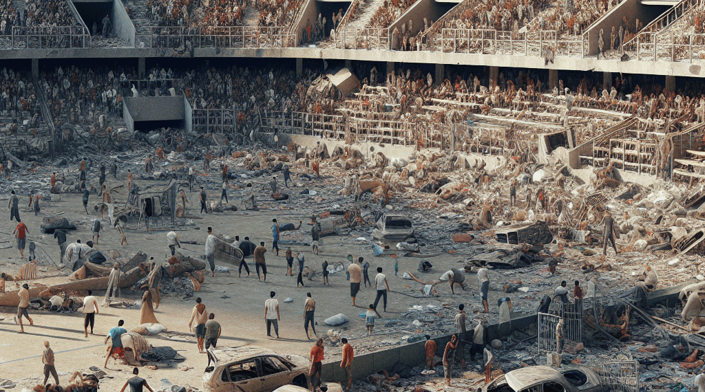 Vídeo. Estos gazatíes viven en un estadio bombardeado en Ciudad de Gaza