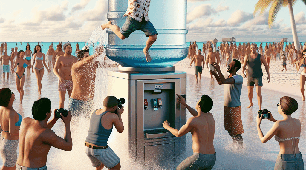 Hombre Se Hace Viral Tras Bañarse En Dispensador De Agua Potable En Cancún
